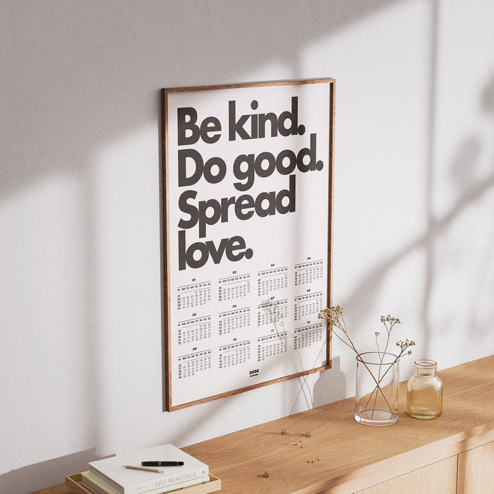 NAVUCKO | Poster-Kalender 2026 – BE KIND. DO GOOD. SPREAD LOVE.