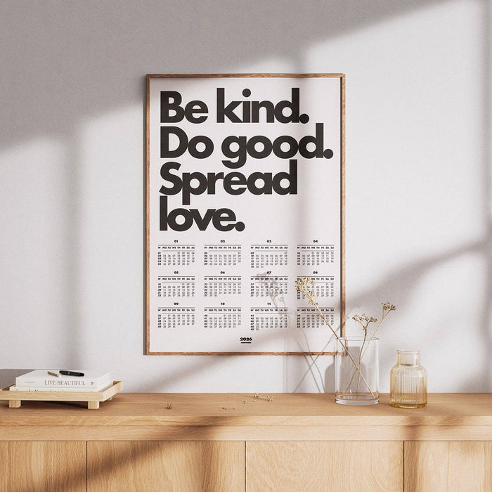 NAVUCKO | Poster-Kalender 2026 – BE KIND. DO GOOD. SPREAD LOVE.
