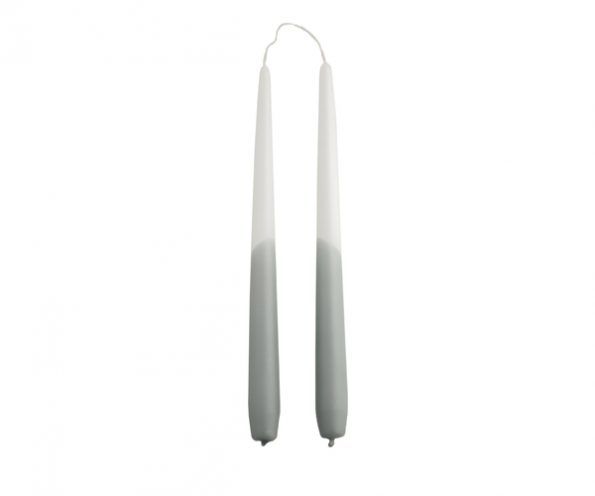 Dinnerkerzen 2er-Set dipped grau